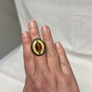 Lia Sophia Elegant Gold-Tone Statement Oval Ring Size